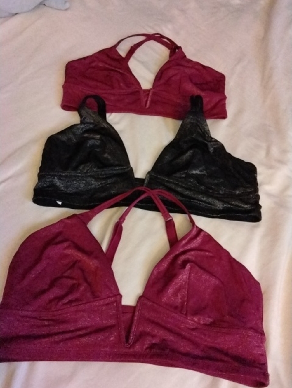 Auden Wireless Bralette Trio - Burgundy and Black